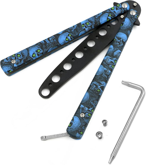 MORDEN MS Practice Finger Trainer Tool, Steel Metal Folding Balisong Tool with Latch for Training and Flipping Tricks