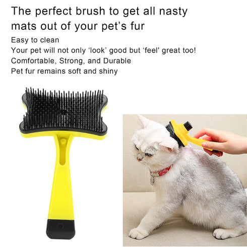 GLOGLOW Pet Grooming Brush - Self Cleaning Slicker Brush for Short and Long Hair, Gently Removes Loose Undercoat