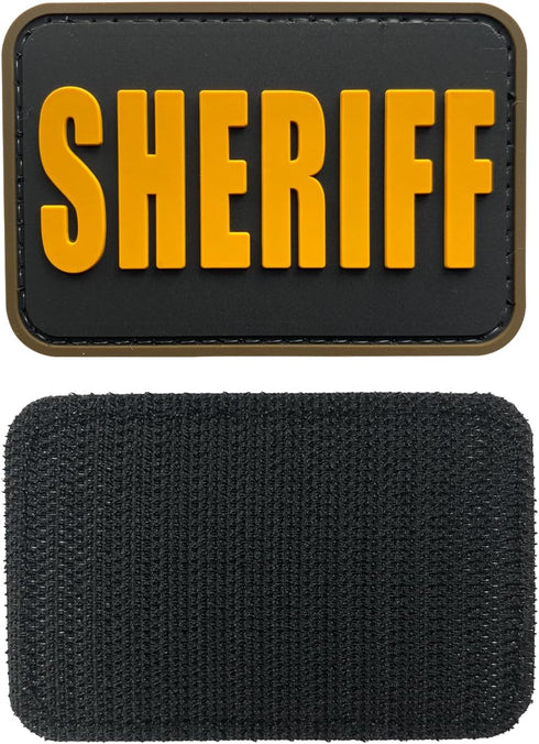 Gold Sheriff Patch for Hat with Fastener, Tactical Cap 2x3 inches, Molle Sheriff Tactical Vest