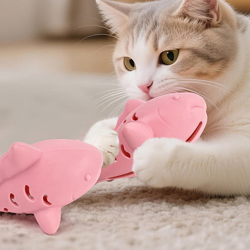 Generic 2Pcs Fish-Shaped Cat Treat Dispenser Toy, Cat Puzzle Feeder, Silicone Chew Food Feeder, Interactive Cats Treat