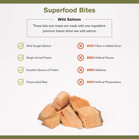 BADLANDS RANCH by Katherine Heigl Superfood Bite Freeze-Dried Raw Wild Salmon Dog Treats High Protein Single-Ingredient
