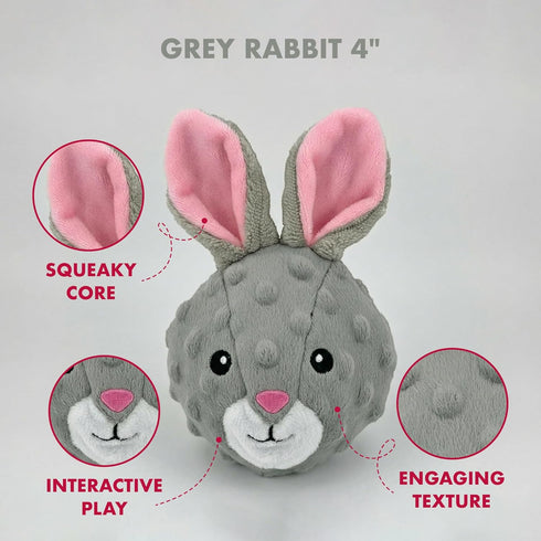 Set 2, 4-inch Pet Lou Rabbit EZ Squeaky Ball, of Width