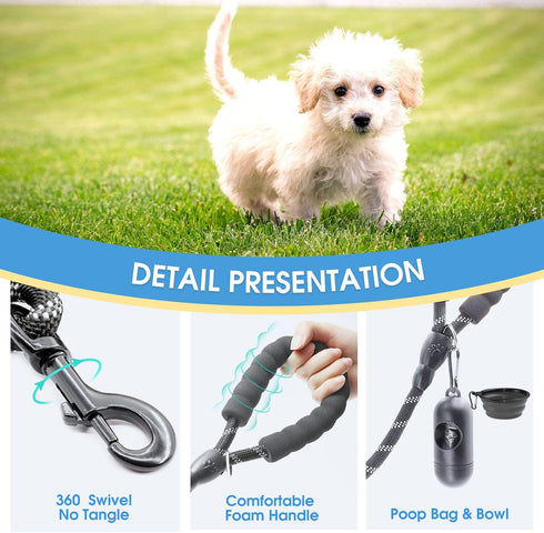 BAAPET 2 Packs 5/6 FT Dog Leash with Comfortable Padded Handle and Reflective Threads for Small Medium Large Dogs