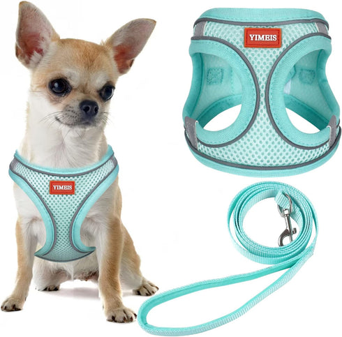 YIMEIS Dog Harness and Leash Set, No Pull Soft Mesh Pet Harness, Reflective Adjustable Vest for Small Medium Dogs