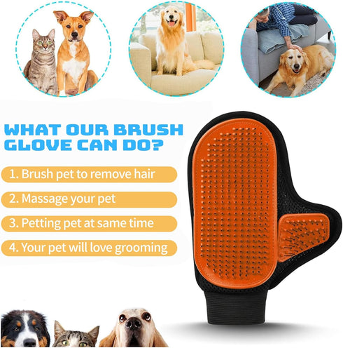 2024 Pet Grooming Glove with Tipped Pin Brush - Special Design Deshedding Glove, Perfect Petting Tool for Sensitive Pets