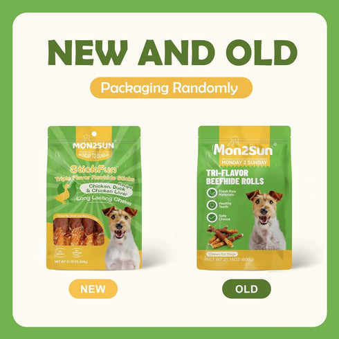 MON2SUN 5 Inch 21.16 Oz (30 Count-Pack 1) Dog Treats, Triple Flavor Chicken Liver Duck and Chicken Wrapped Rawhide