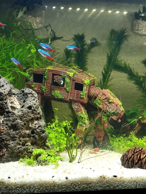 at-at walker Aquarium Decorations cool fish tank decorations atat walker aquarium decor aquarium Castle decor Betta Fish Hide Cave Ornament war aquarium decor