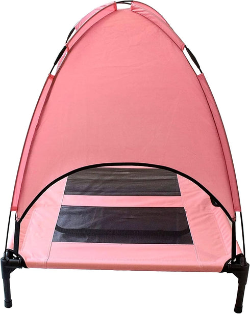Midlee Pink Dog Cot Bed with Canopy, Large - 30" x 36"