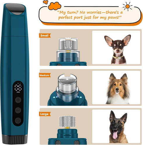 6-Speed Trimmers, 2000mAh 8H 95% ATESON Dog Nail Grinder with LED Light, Quiet Electric Pet Nail Forward/Reverse