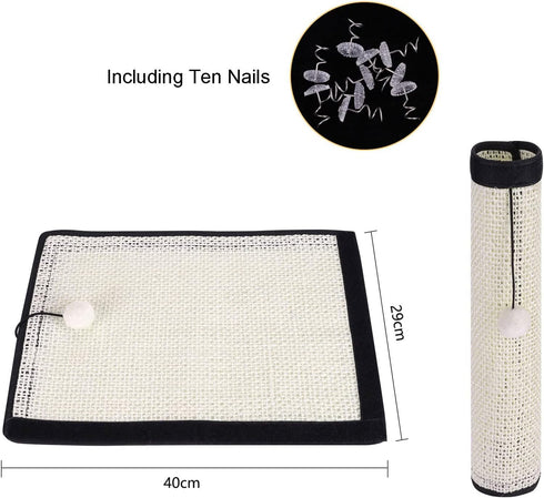 Cat Scratch Pad, Natural Sisal Furniture Protector, Anti-Scratch Sofa Cushion Pad for Indoor Cats Grinding Claws