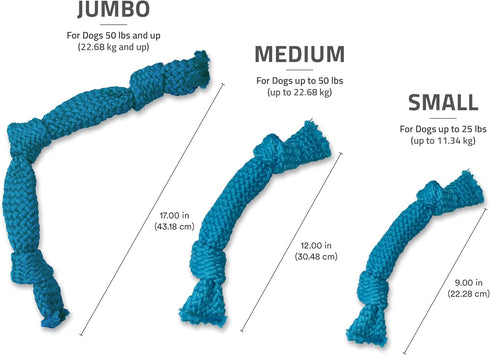 Playology Silver Dri-Tech Dental Rope for Large to X-Large Senior Dogs 50lbs & Up, Peanut Butter Scented Chew Toy