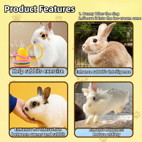 5 Rabbit Training Rings Toy Interactive Educational Stacking Rings Random Colors Puzzle Toys for Small Animal Bird