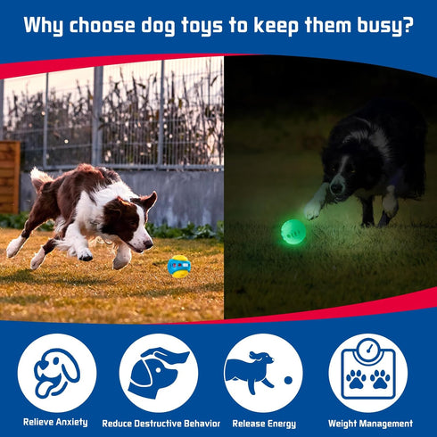 2PCS Premium Dog Treat Balls 3", Glow in The Dark Fetch Toys for Small/Medium/Large Dogs, Vanilla Flavor