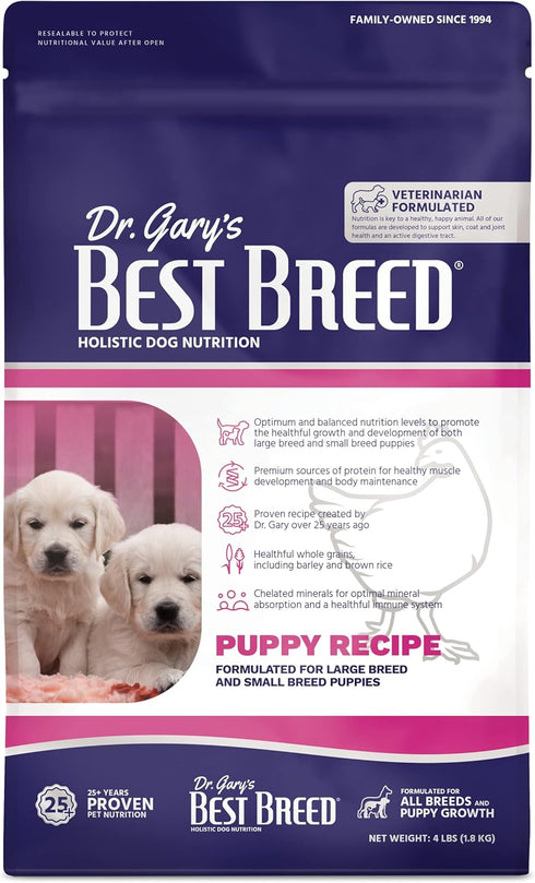 Best Breed Puppy Diet Natural Dry Puppy Food for Large & Small Breed Puppies Made in USA - 4lbs.