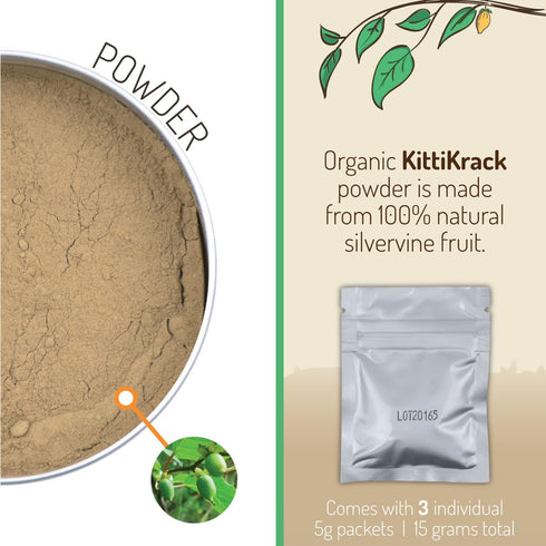 KittiKrack Organic Silvervine Catnip Powder Substitute - 3 Individual 5-Gram KittiKrack Powder Packs