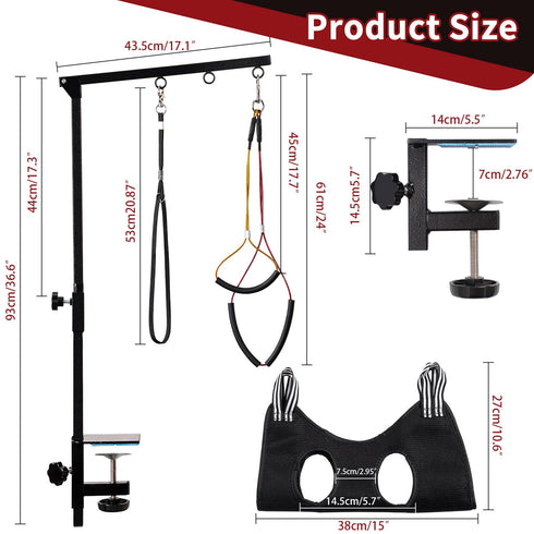 Hammock Hammock, Dog Grooming Table Arm with - Adjustable Height, Pet Grooming No Sit Haunch Holders, Loop Noose