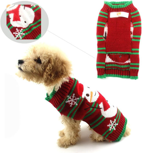 NACOCO Dog Snow Sweater, Snowman Holiday Xmas Clothes for Small Dog and Cat (Snowman, S)