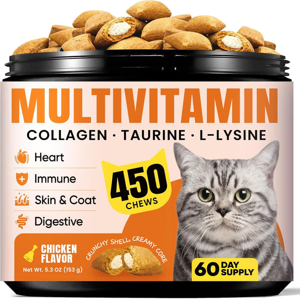 Cat Vitamin Treats with L-Lysine & Taurine 12 Essential Vitamins & 5