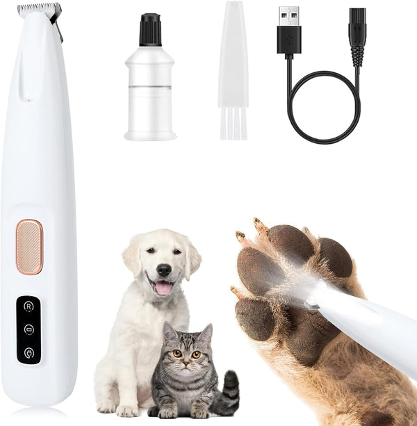 2024 Upgrade Pet MicroPrecision Trimmer - Waterproof Rechargeable Hair Clippers with LED Light for Paws, Eyes, Ears,