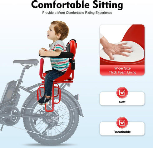 Mahugde 6 Months~6 Kid's Bike Seat Rear Child Bike Seat Attachment Baby Bike Seat, Safety Carrier for Children Years