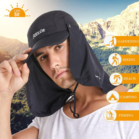 icolor Foldable Fishing Hat Sun Cap - Men Women UPF50+ Sun Protection Baseball Golf Ponytail Hats