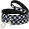 Buckle-Down Dog Leash Diagonal Buffalo Plaid Black White, 6 Feet Long, 1" Wide, Available in Different Lengths