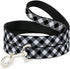 Buckle-Down Dog Leash Diagonal Buffalo Plaid Black White, 6 Feet Long, 1" Wide, Available in Different Lengths
