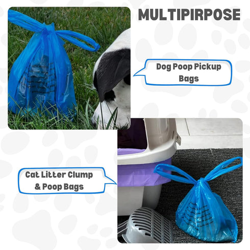 Baby Diaper Bag Disposable (500 Count, Blue), Fresh Baby Powder Scented Easy Tie Handles Bulk Diaper Sacks