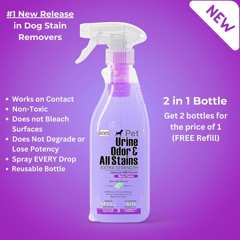 Superior Next-Gen Advanced ION Formula, 2-for-1 Bottle (Free Refill), Extra Strength Stain & Odor Remover, Eco-Friendly
