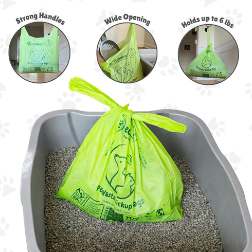 100% (120 D6400 (120 Compostable XL Pet Waste Bag ct.) Plant-Based Biodegradable Cat Litter Poop Bags Doggy Poop Bags