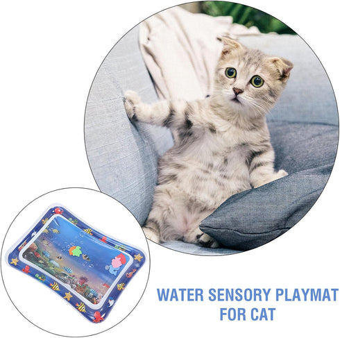 Summer Water-Filled Pet Cooling Mat for Cats and Dogs Inflatable Sensory Play Mat with Tropical Fish Design PVC Water