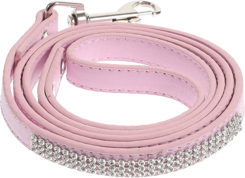 Sparkly Dog Leash with Rhinestones - PU Leather Training Leash for Small Dogs, Sparkly Studded Walking Chain