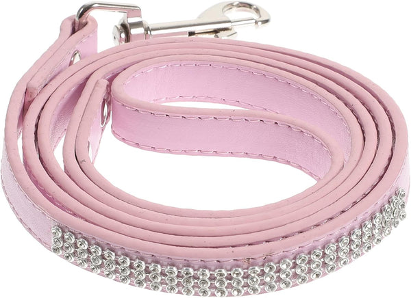 Sparkly Dog Leash with Rhinestones - PU Leather Training Leash for Small Dogs, Sparkly Studded Walking Chain