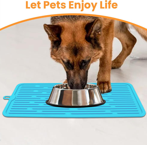 Ptlom Dog Food Mat, Anti-Slip Waterproof Feeding Mat for Dogs and Cats, Prevent Messy Spills