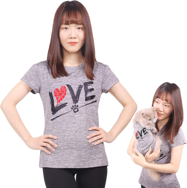 Dog Shirts Love Puppy Shirt, Sleeveless Vest T-Shirt for Pets, Crewneck Apparel for Dogs and Cats, Grey 2X-Large