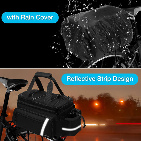 MOSISO Bike Rack Bag with Rain Cover, Insulated Bicycle Rear Seat Bag with 2 Foldable Panniers