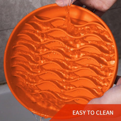 Slow Feeder Dog Bowls, Silicone Food Bowl Anti-Gulping, Puppy Slow Feeder with Suction Cups, Dishwasher Safe, Orange