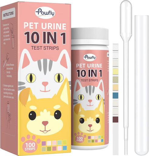 Pawfly Urine Test Strips for Dogs & Cats, 100 Strips, Pet Urine