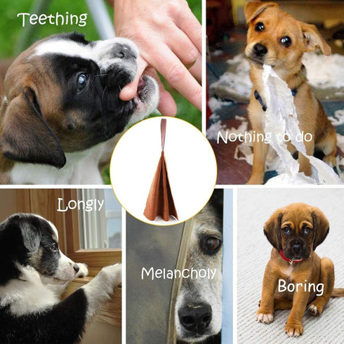 Lifeunion Durable Dog Tug Bite Toy with Handle for Training Tug of War (Brown)