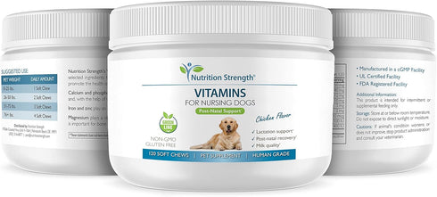 Vitamins for Nursing Dogs to Support Lactation, Milk Quality, Healthy Puppies, 120 Soft Chews