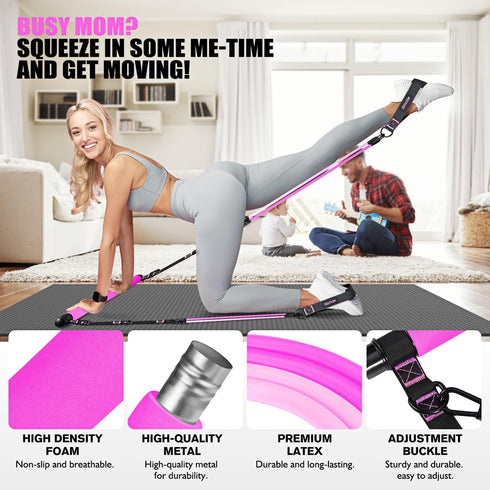 Pilates Bar Kit with Resistance Bands, Multifunctional Equipment for Women & Men, Home Gym Strength Training