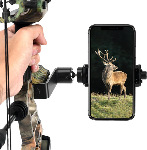 Universal Bow Phone Mount 360° Cell Phone Holder for Archery, Phone Mount for Compound Bow Hunting Photos and Video
