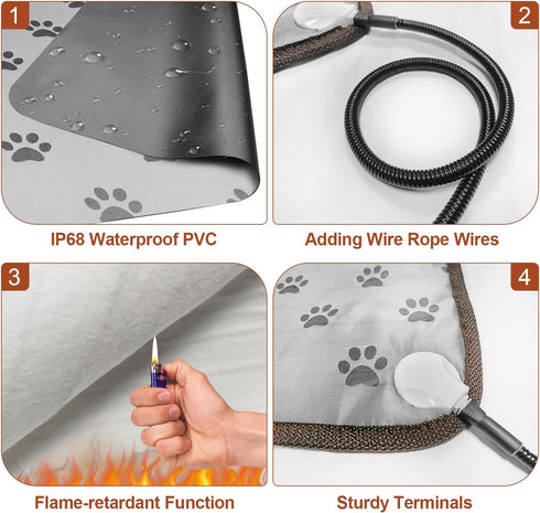 Large Dog Heating Pad 34x21in, Waterproof Pet Heating Mat with Smart Thermostat Switch, Whelping Supplies for Dogs
