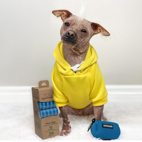 Best Pet Supplies Dog Poop Bags – 150 Bags for Waste Cleanup, Leak Proof and Tear Resistant, Blue Strips