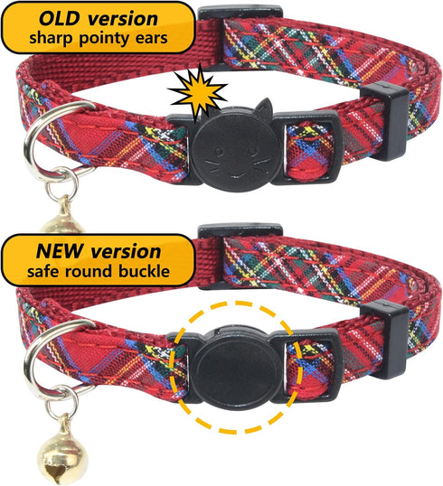 Pet's Company 4 Pack Adjustable Breakaway Cat Collar with Bell, Cute Pattern Collars for Kittens (Pink, 7-11 Inches)
