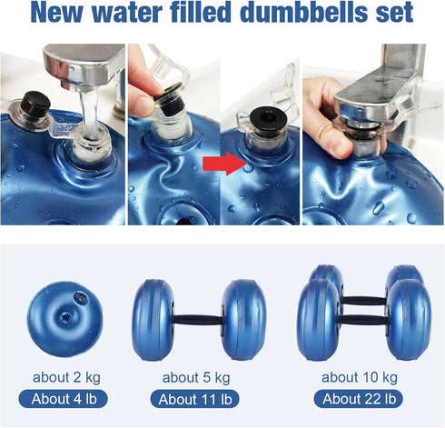Water Filled Dumbbells Set - Adjustable Portable Travel Weights for Strength Training and Fitness Shaping