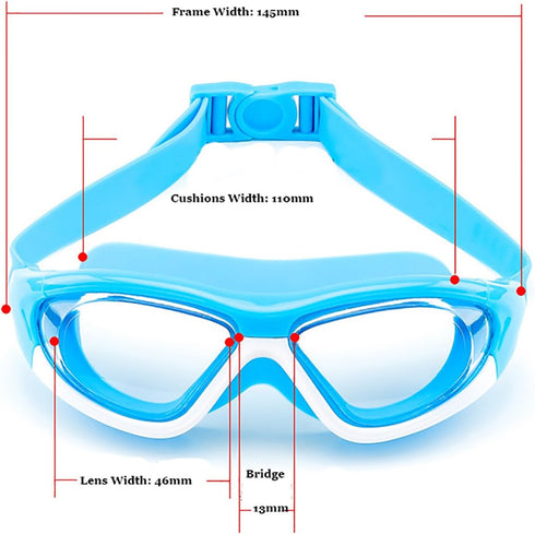 Swim Goggles for Kids (3-15 Years Old), Waterproof Swimming Goggles, Large Frame UVA/UVB for Boys and Girls
