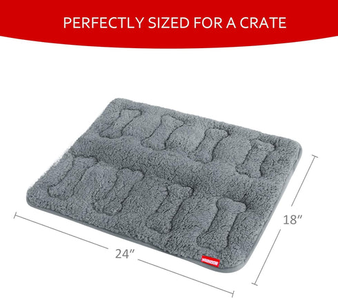 Dog Bed Crate Mat - 2 Pack Soft Plush Dog Bed Pad, Machine Washable Crate Pad, Grey (24" X 18")