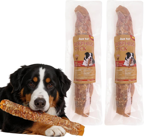 Just Try 2 Packs 13" Large Size Chicken Wrapped Rawhide Dog Chew