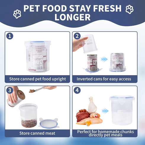 13oz,13.2oz,12.5oz,12.8oz SLSON Dog Canned Food Storage Container for Dog Cans, Transparent Plastic Pet Food Sealer